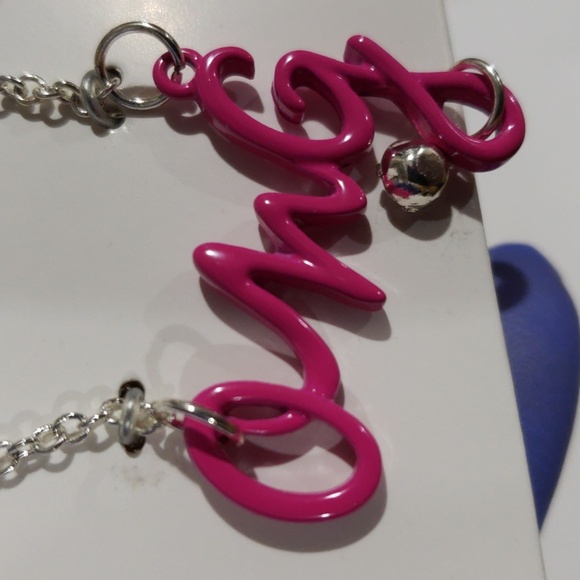 Pink OMG Crystal Necklace w/ Purple Ribbon Accent - Xhilaration Fashion Jewelry - Picture 8 of 9
